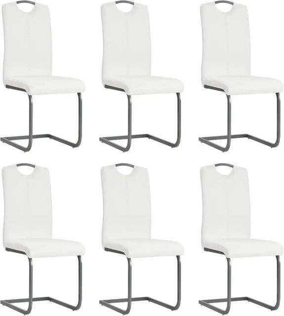 6er Set Freischwinger Stühle vidaXL in Weiß aus Kunstleder und Metall für dein Esszimmer - Bild 1