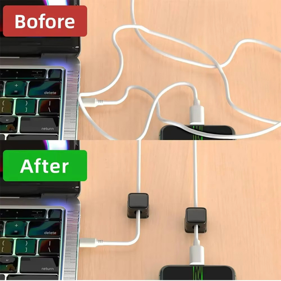Magnetische Kabel Organizer Kabelmanagement Clips in Schwarz zur Wandmontage oder unter dem Schreibtisch - Bild 4
