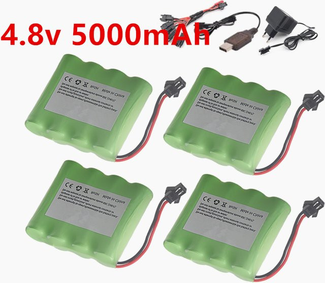 GAOLAG 4,8V 5000mAh NiMH AA Akku-Set mit Ladegerät für RC-Spielzeuge in Lila und Grün - Bild 1