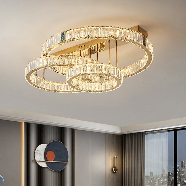 Luxuriöser Kristall-Kronleuchter von savenmade in Gold als Pendelleuchte für Wohnzimmer und Schlafzimmer - Bild 1