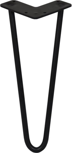 Monstershop Hairpin Tischbeine aus Stahl mit 2 Streben, 4 Stück, Schwarz, Höhe: 30,5 cm, Durchmesser: 12 mm - Bild 1