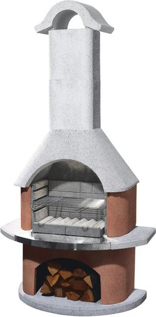 Buschbeck Gartengrillkamin Davos in Weiss mit Holzfach und Grillrost - Bild 1