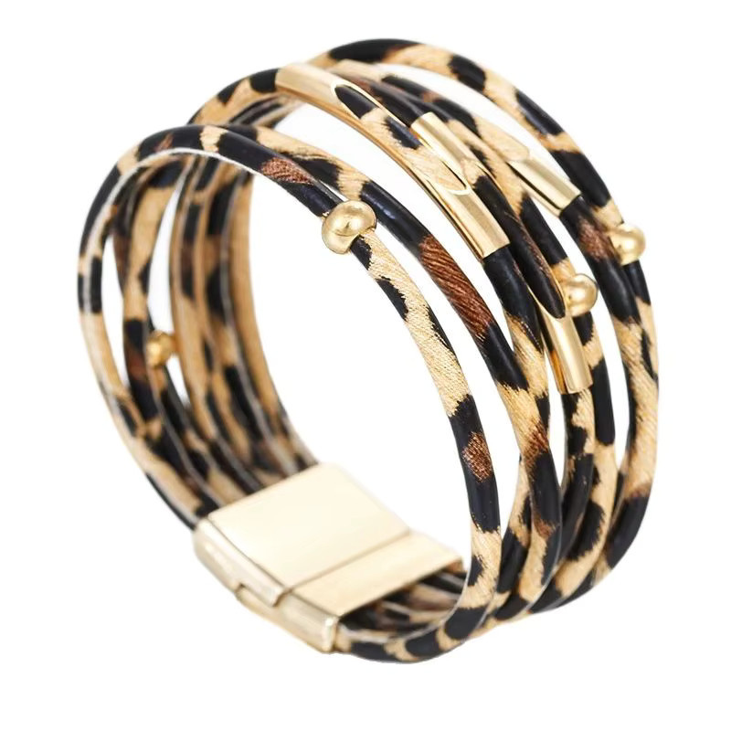 ALLYES Lederarmband, Leopard, Gold, Damen Herren - Bild 2