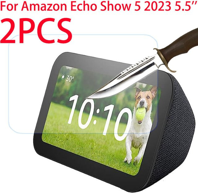 2er-Set Gehärtetes Glas Display Schutzfolie für Amazon Echo Show 5 (2023, 5,5 Zoll), Transparent - Bild 1