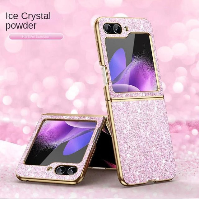 Bling Glitzer Handyhülle für Samsung Galaxy Z Flip 6 5G 5 4 in Pink, stoßfeste Hartplastik Schutzhülle - Bild 1