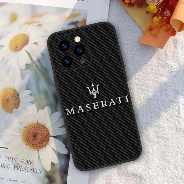 Silikon Handyhülle im Maserati Sport Auto Design für iPhone 11 bis iPhone 16 Pro Max in Schwarz - Bild 1