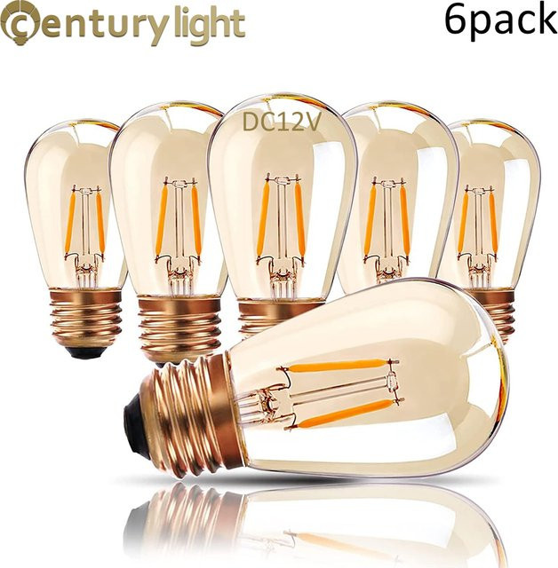 E27 LED-Edison-Glühbirne ST45G für Solar-Lichterketten, DC 12 V, 1,5 W, Warmweiß, Transparent - Bild 1
