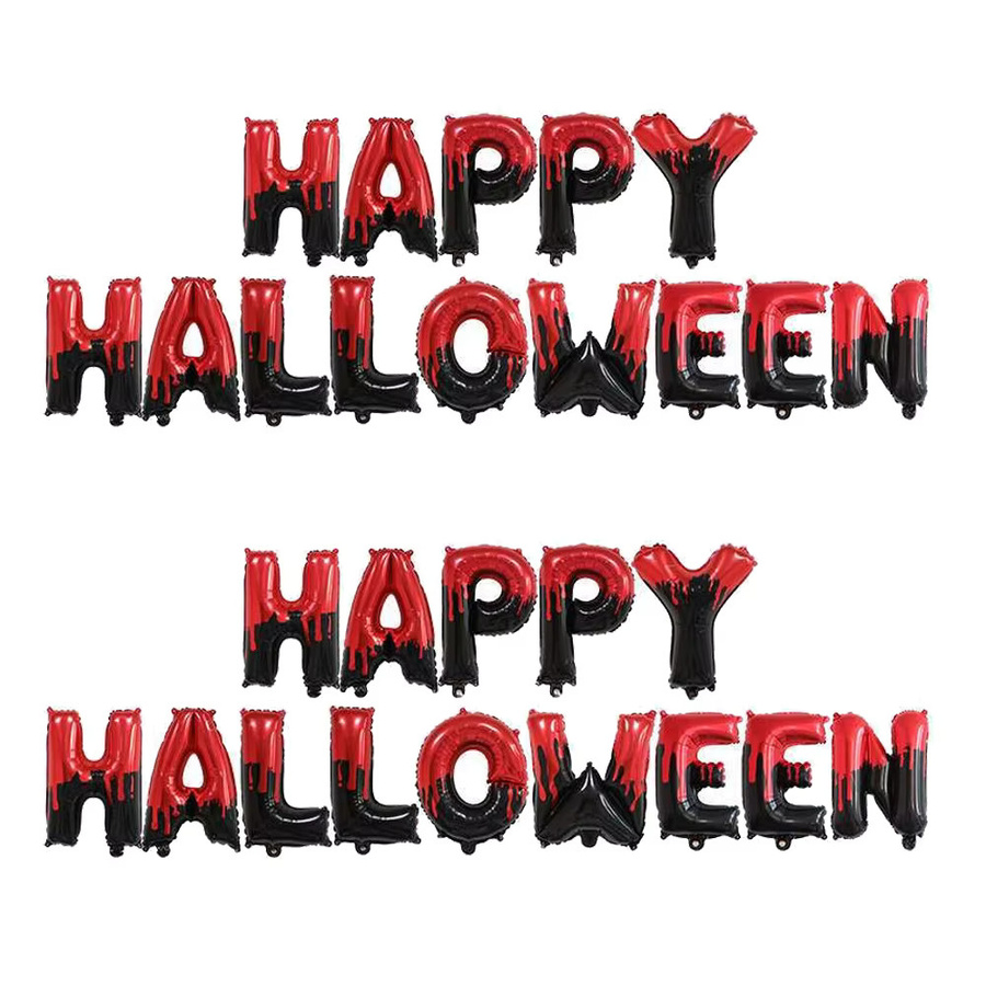 BALONAQ Happy Halloween Party Dekoration Set mit 14 Buchstaben in Schwarz, Orange und Silber zur Wandgestaltung - Bild 2