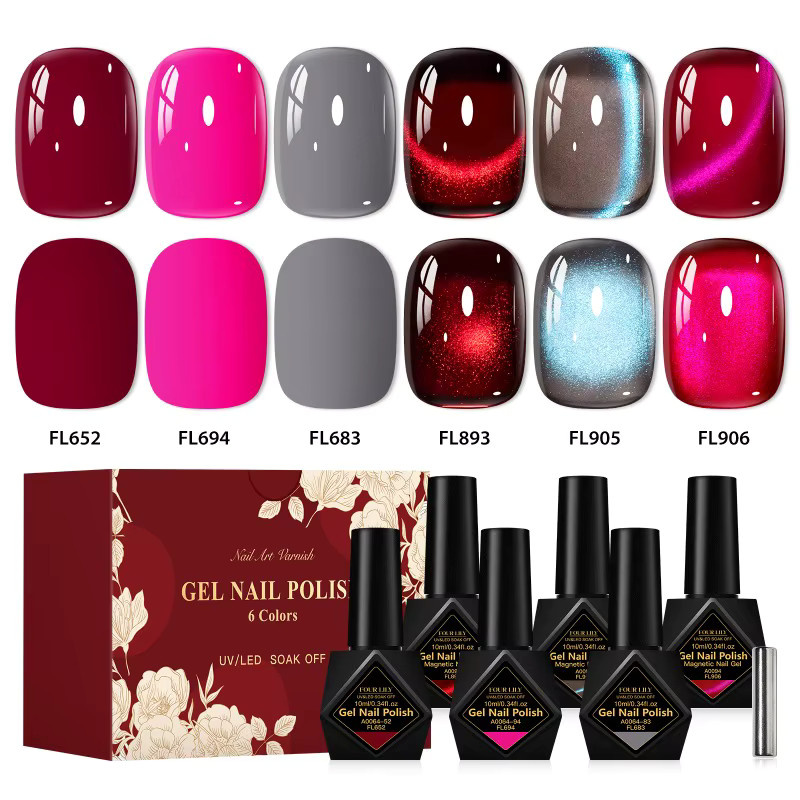Four Lily Magnetisches Gel & Farbe Gel Nagellack Set, 7 Stück, 10 ml - Bild 2