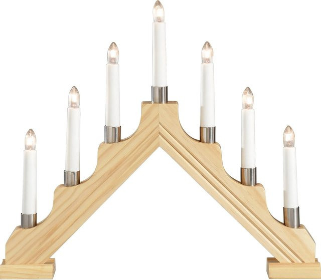 Konstsmide Schwibbogen Lichterbogen aus Holz und Metall in Natur und Weiß, Höhe: 34,0 cm, Breite: 39,0 cm, Tiefe: 5,5 cm - Bild 1