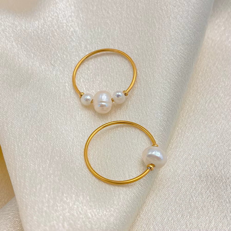 St.delan Ring Edelstahl, Gold, Perle, Damen, minimalistisch - Bild 3