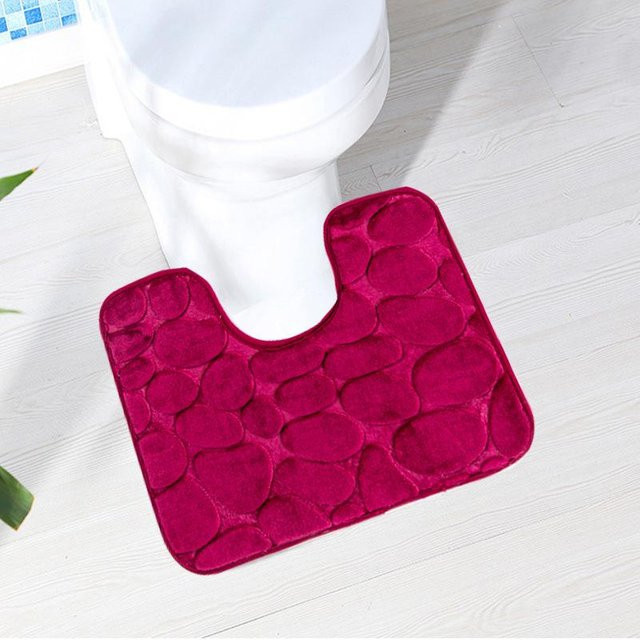 Yiran Furniture U-förmige Toilettenmatte in Pink mit floralem Design, wasserdicht und rutschfest, B/T: 40 x 50 cm - Bild 1