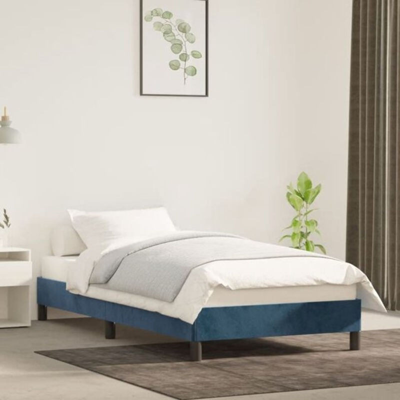 Vidaxl Polsterbett aus Samt und Holzwerkstoff in Blau, B/T/H: 90 x 190 x 25 cm - Bild 1