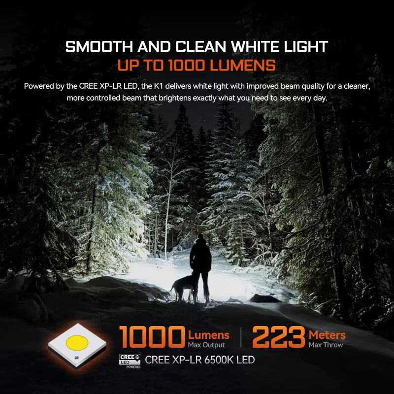 ACEBEAM UV-Taschenlampe K1-HI USB wiederaufladbare LED-Taschenlampe für EDC mit 1000 Lumen, kompatibel mit AA- und Lithiumbatterien - Bild 2