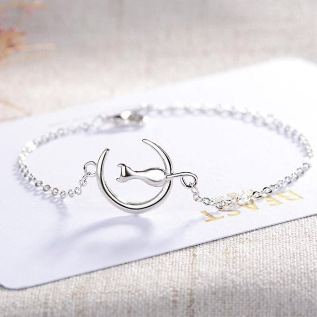 Armband GaGa-Duck, 925 Silber, Mondkatzen-Motiv, Damen - Bild 1