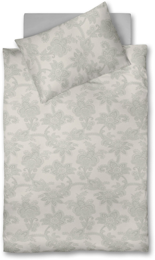 Fleuresse Lech Edelflanell Bettwäsche Sternblume Silber, Material: Baumwolle, Set bestehend aus Bettbezug und Kissenbezug, B/H: 155 x 220 cm, Kissen: 80 x 80 cm - Bild 1