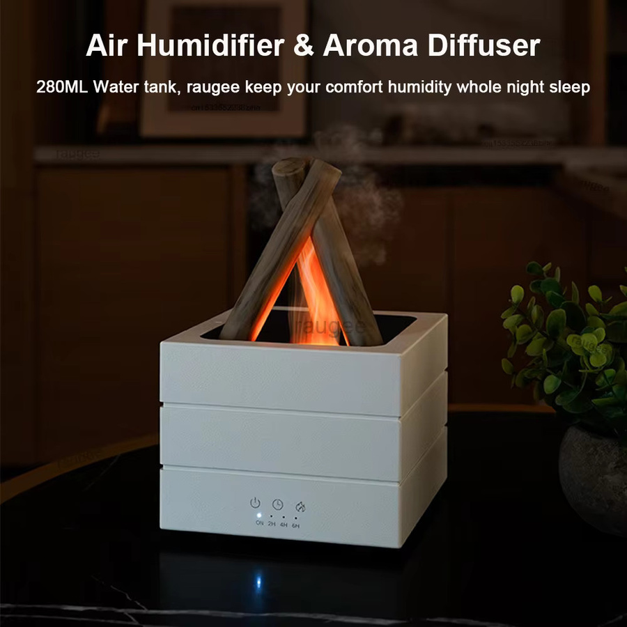 raugee Flammenbefeuchter und Aroma-Diffusor in Schwarz mit Nachtlicht und Fernbedienung - Bild 2