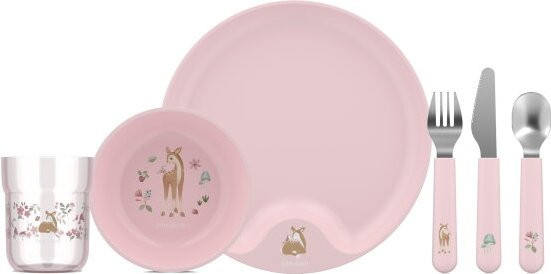 Mepal Mio Kindergeschirr-Set Little Dutch Fairy Garden in Pink, 6-teilig - Bild 1