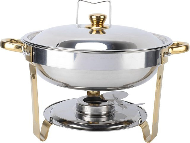 Aimo Chafing Dish Buffet Set aus Edelstahl in Silber mit 5l Fassungsvermögen und Alkoholbrennern für Partys und Catering - Bild 1