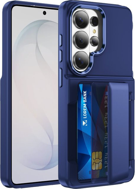 Brieftaschen-Kartenhalter Handyhülle für Samsung Galaxy S26 S25 S24 Plus S23 S22 Ultra in Blau, stoßfestes Hartplastik-Cover - Bild 1