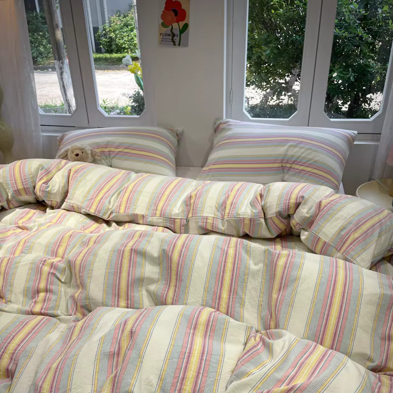 Bettbezug mit Streifenmuster in Multicolour für Einzel- Doppel- oder Queen-Size Bettwäsche - Bild 2