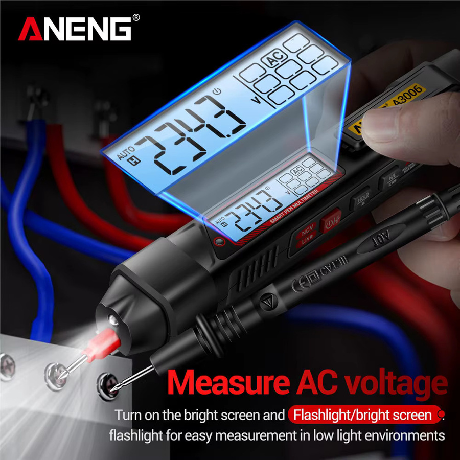 ANENG A3006 Mini-Digitalmultimeter Testpen in Schwarz für AC/DC Spannung, Ohm, Diode, Kapazität und Hz - Bild 3