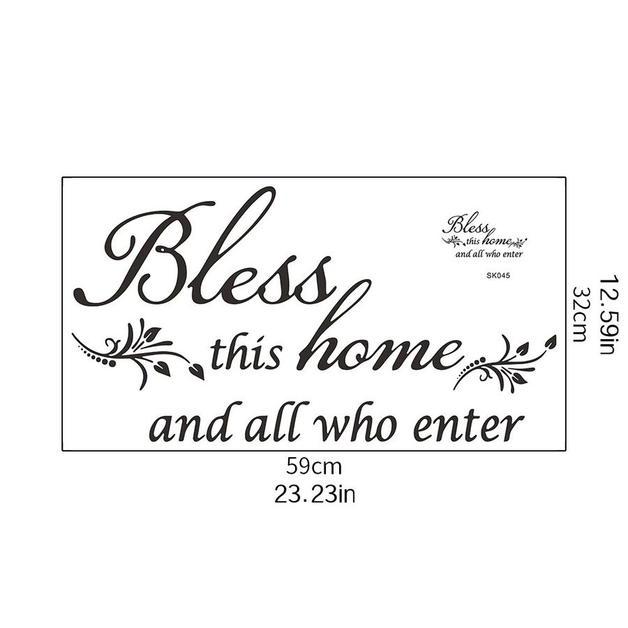 Peoho Modern English Blessing Wandaufkleber, selbstklebend und abnehmbar, Schwarz - Bild 2