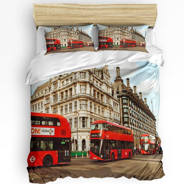 Lodestar 3-teiliges Bettwäscheset London Roter Bus Motiv, Farbe Rot, Material Mikrofaser Polyester, B/H: 140 x 200 cm - Bild 1