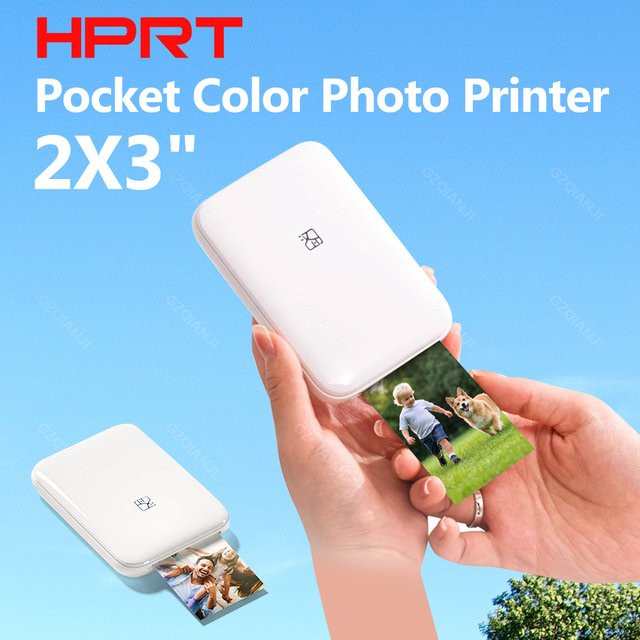HPRT Tragbarer Fotodrucker in Weiß mit kabelloser Zink-Technologie und selbstklebenden Fotopapieren im Taschenformat - Bild 1