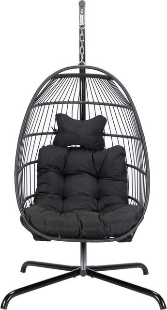 HOME DELUXE Hängesessel LOMA 1-Sitzer in Schwarz mit Standgestell und Metallrahmen - Bild 1