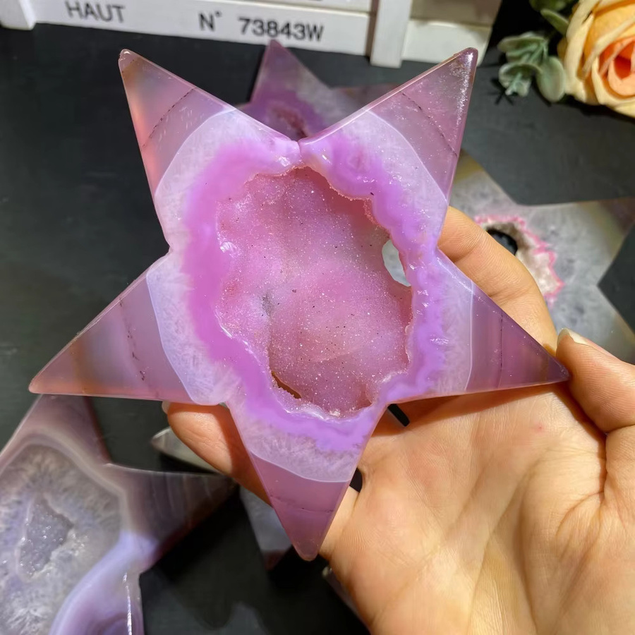 CrystalHola Druzy Pink Achat Stern in Kristallform - Bild 1
