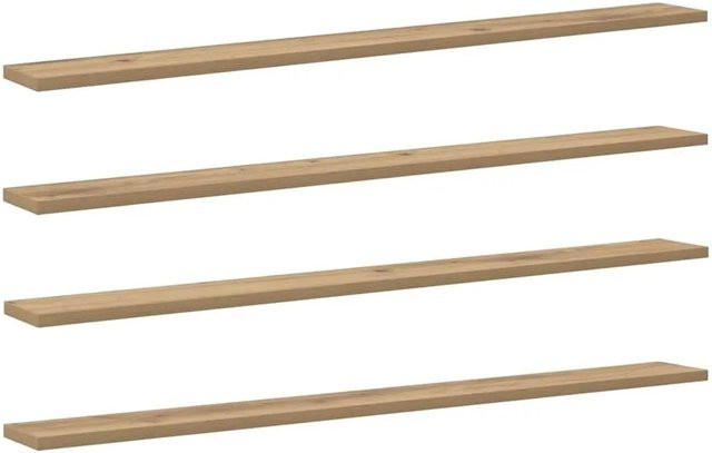vidaXL Regalbrett Set aus Holzwerkstoff in Eiche Optik Braun, 4 Stück, B: 100 cm, T: 10 cm, H: 1,5 cm - Bild 1