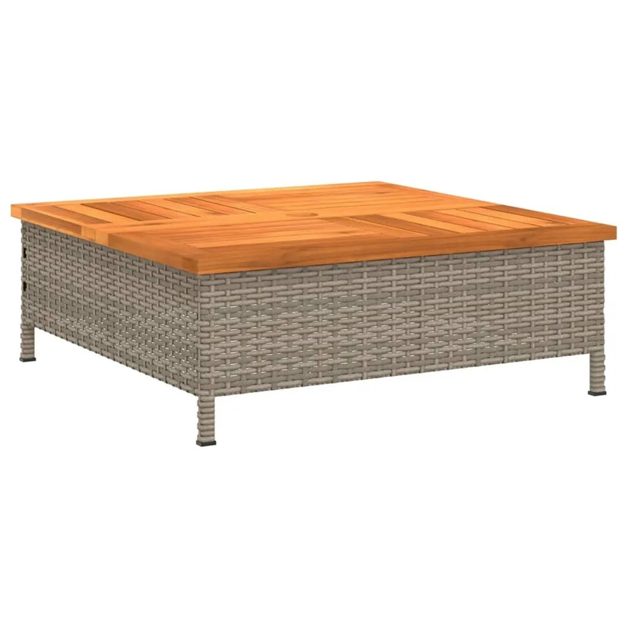 MobelMall Gartentisch aus Polyrattan und Akazienholz in Grau und Braun, B/T/H: 70 x 70 x 25 cm - Bild 2