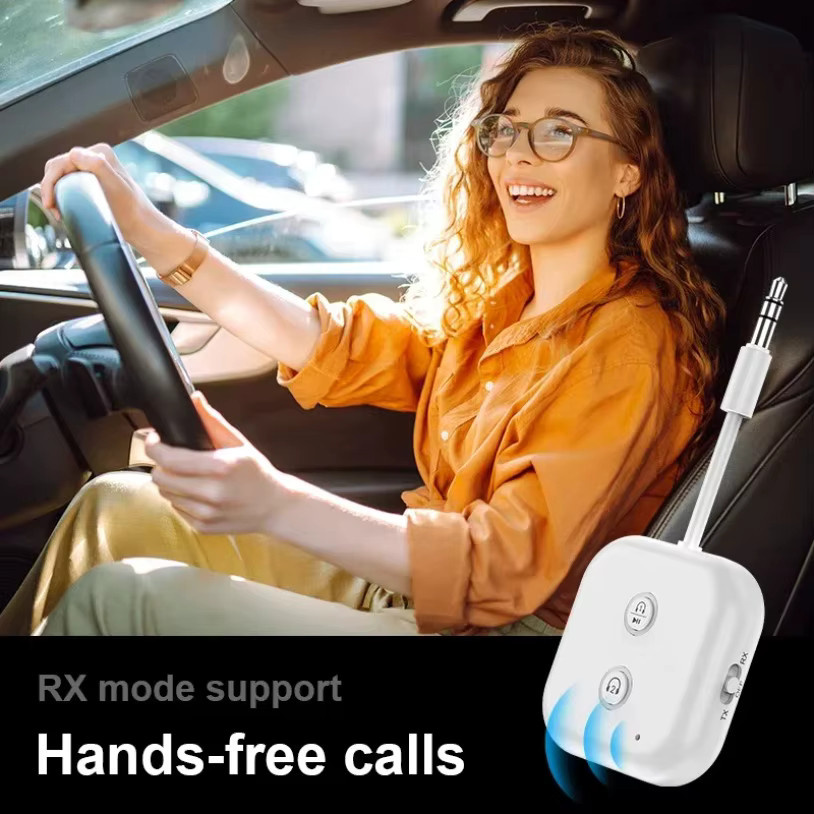 VIKEFON 2-in-1 Bluetooth 5.3 Audio-Empfänger und -Sender Multipoint Wireless Adapter mit Mikrofon und 3,5-mm-AUX-Stereo-Anschluss in Weiß - Bild 5
