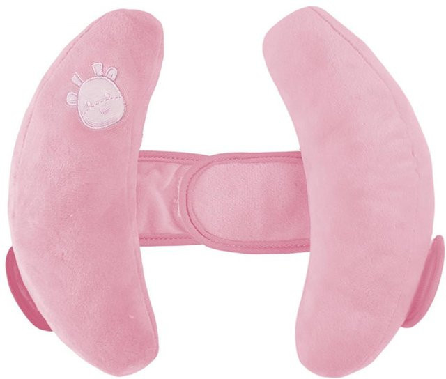 FEIJIEAST Babynackenschutz Kopfkissen für Kinderwagen in Rosa, Weiß, Gelb und Grau aus Baumwolle - Bild 1