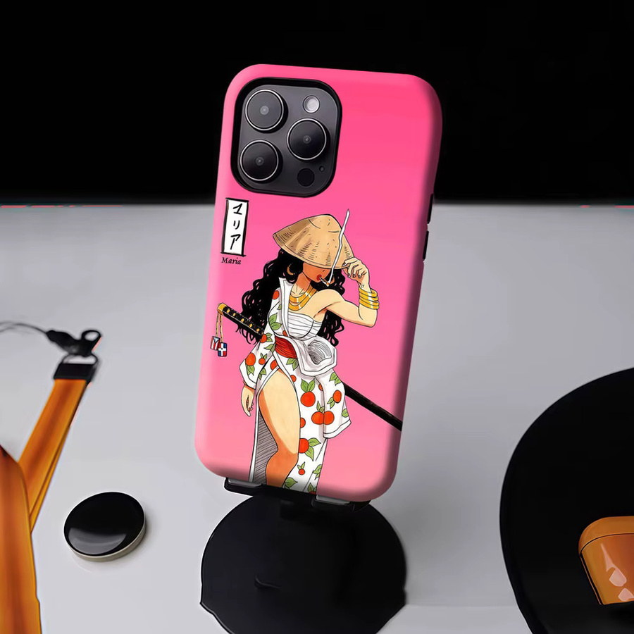 Aurbe Matte 2-in-1 MagSafe Hülle Samurai Chic Maria für iPhone 17 16 15 14 Plus Pro Max in Pink - Bild 4