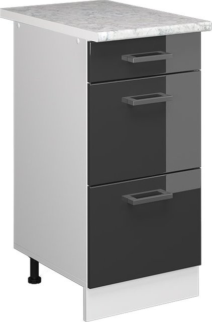 Vicco Küchenunterschrank R-Line mit Schubladen in Weiß und Anthrazit Hochglanz, Breite: 40 cm - Bild 1