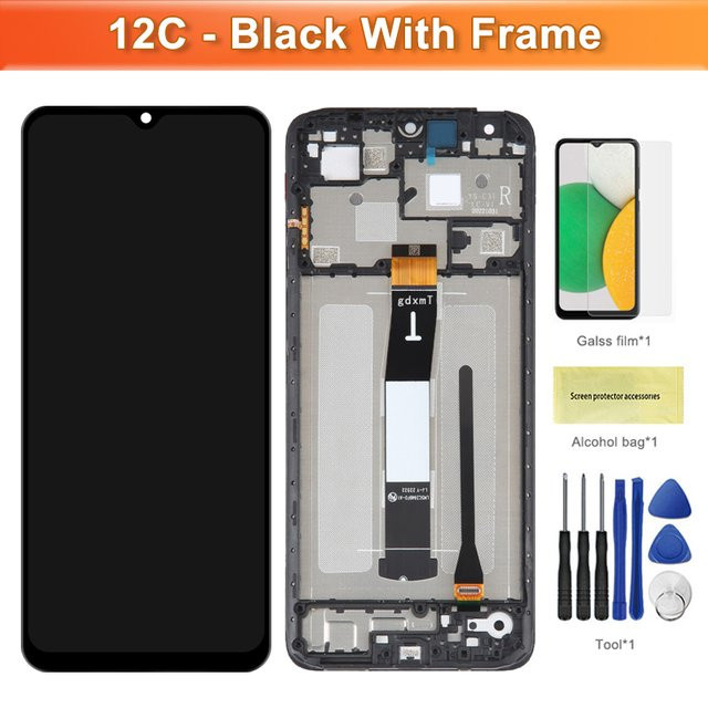 Xiaomi Redmi 12C LCD Display Touchscreen Digitizer Montage mit Rahmen in Schwarz, 6,71 Zoll - Bild 1
