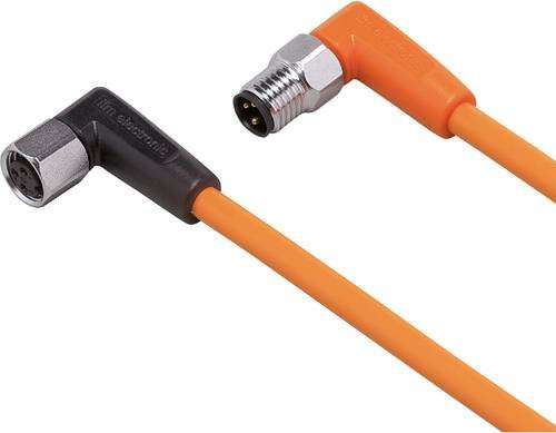 ifm electronic Verbindungsleitung EVT173, Stecker gewinkelt und Buchse gewinkelt, 3-polig, orange, Länge: 0,6 m - Bild 1