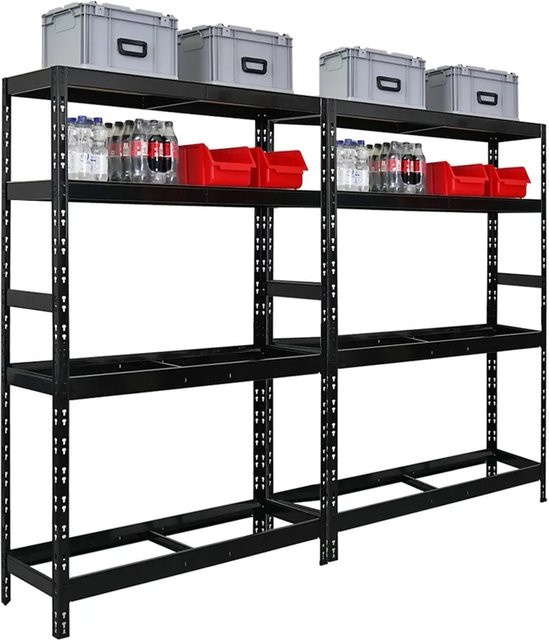 2er Set PROREGAL Tiger Reifenregal aus Metall in Schwarz mit 2 Ebenen und verstellbaren Fachböden, B/H/T: 120 x 180 x 40 cm - Bild 1
