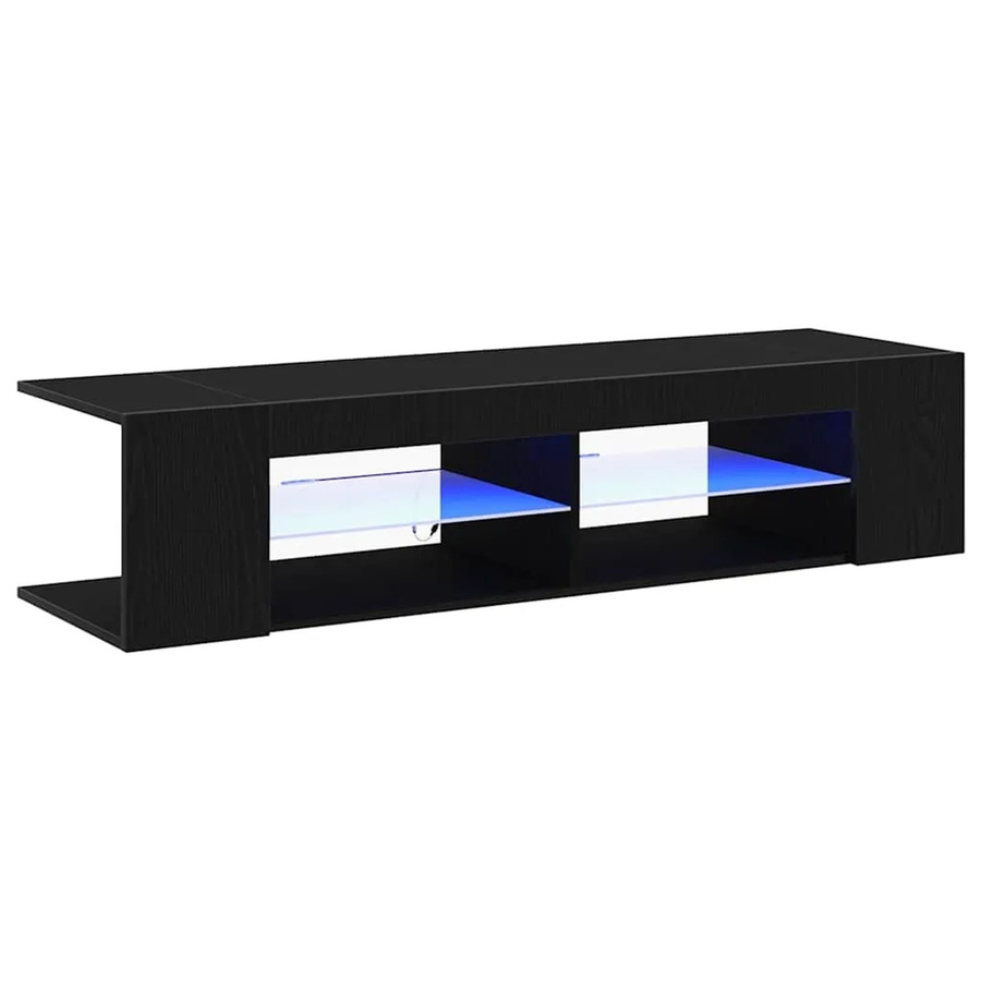 vidaXL TV-Schrank modern in Schwarz und Eiche, B/T/H: 135 x 39 x 30 cm - Bild 2