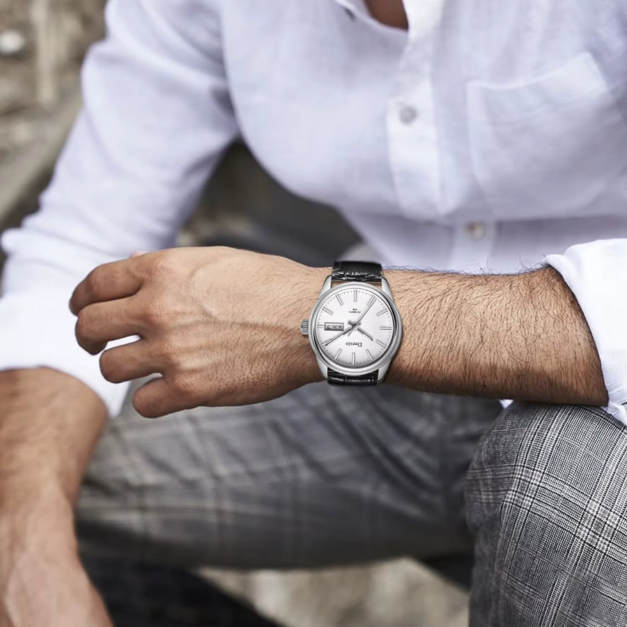Deesio Armbanduhr Automatik, Edelstahlgehäuse, Leder, Herren - Bild 3