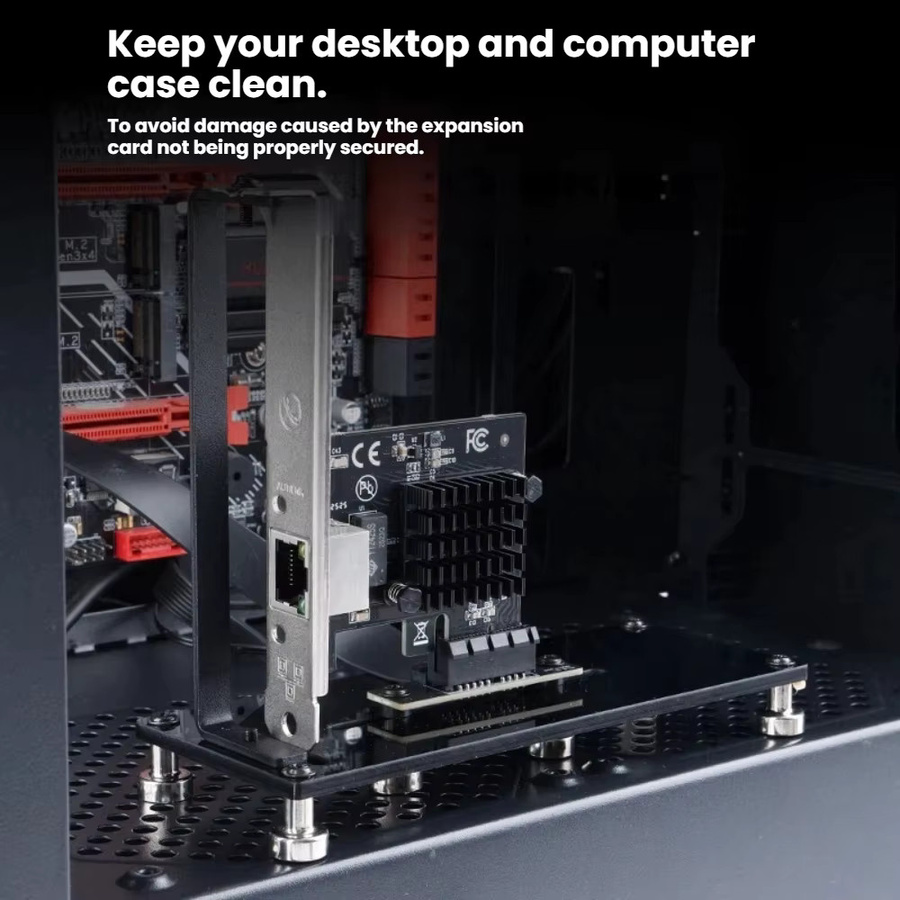 TISHRIC PCIe 5.0/4.0 x16 und PCIe 4.0/3.0 x1 Kabel Halterung für Grafikkarte, Netzwerk, WIFI, Soundkarte, DMA oder USB Geräte in Schwarz - Bild 4