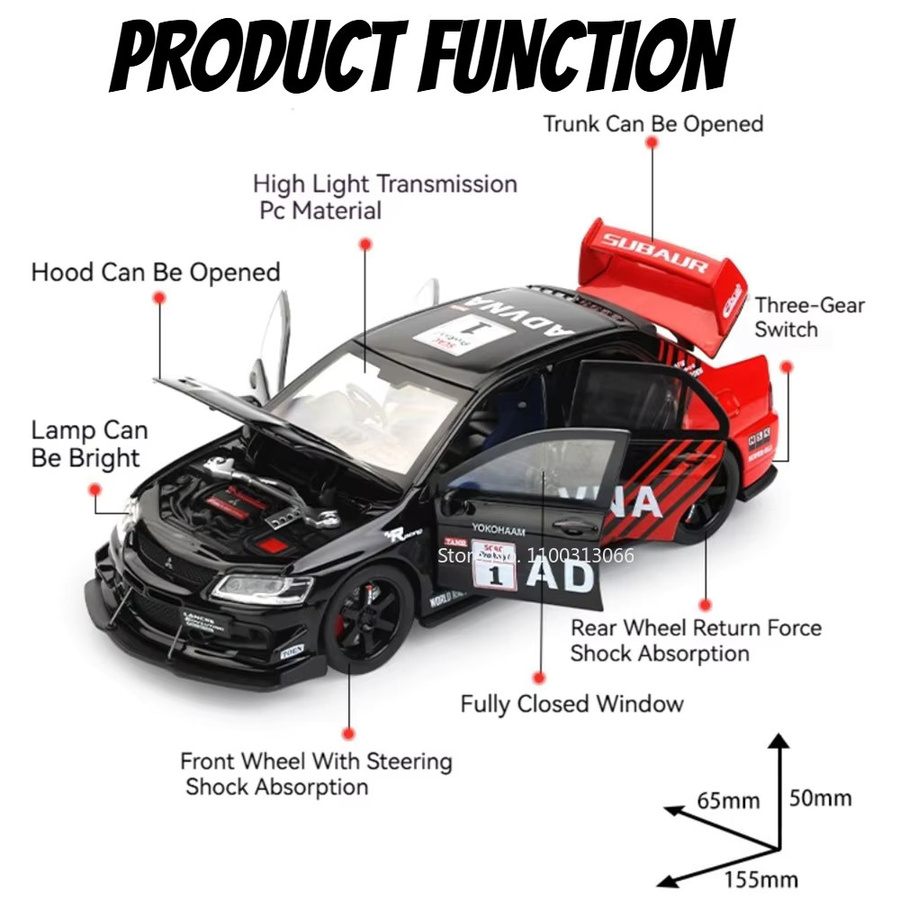 MAKEDA Mitsubishi EVO GTR R34, Diecast Modell, 1:32, Metall, Türen geöffnet - Bild 2
