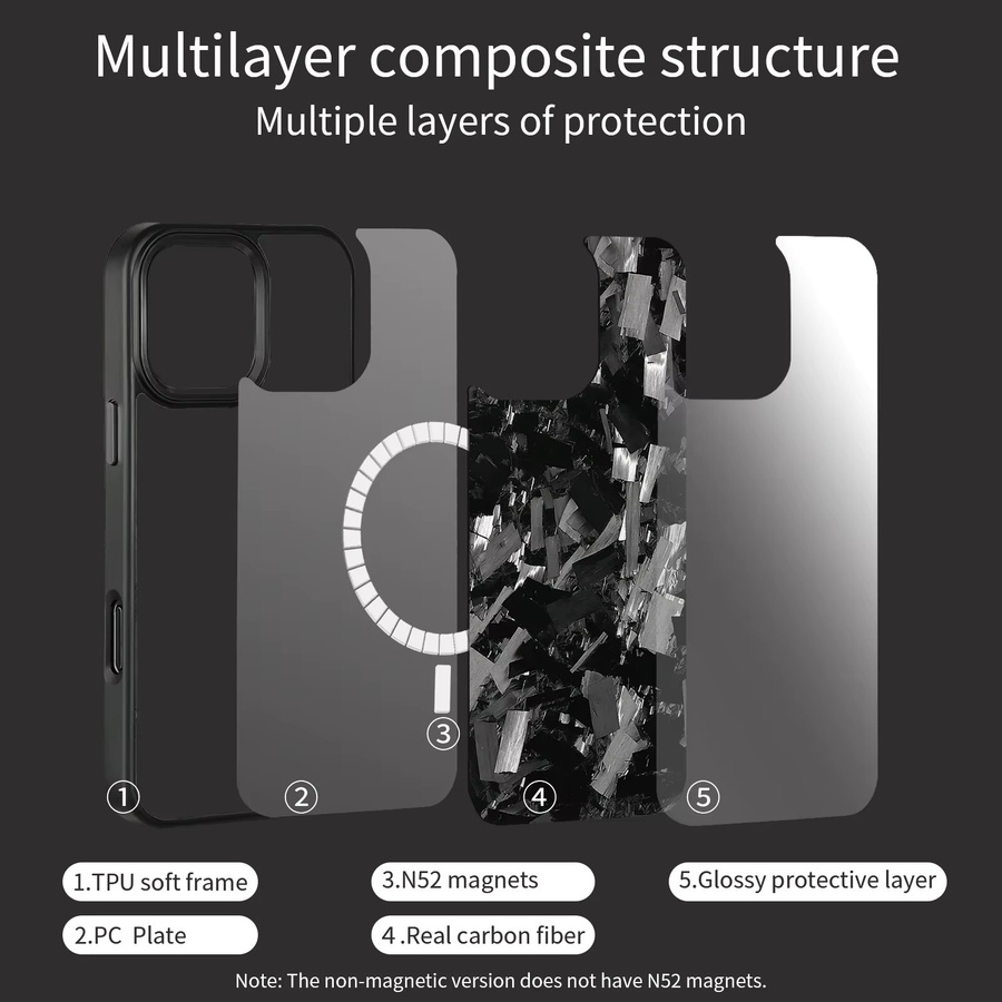 Stoßfeste MagSafe Kohlefaser-Handyhülle für Apple iPhone 11 bis 16 Pro Max Plus in Schwarz und Blau - Bild 2