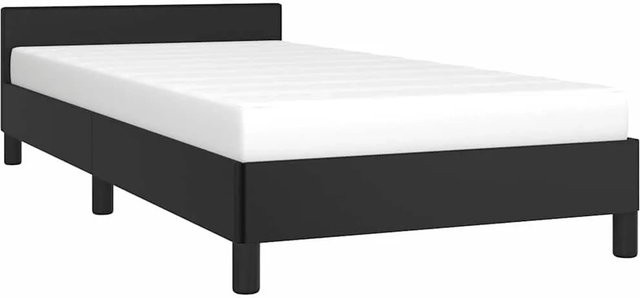 vidaXL Bettgestell mit Kopfteil in Schwarz, gepolstert mit Kunstleder, B/T/H: 100 x 200 x 103 cm - Bild 1