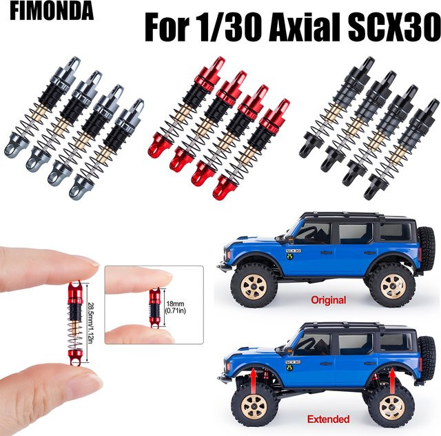 Axial SCX30 Aluminium-Stoßdämpfer-Set, 28,5mm, Metall, Rot - Bild 1