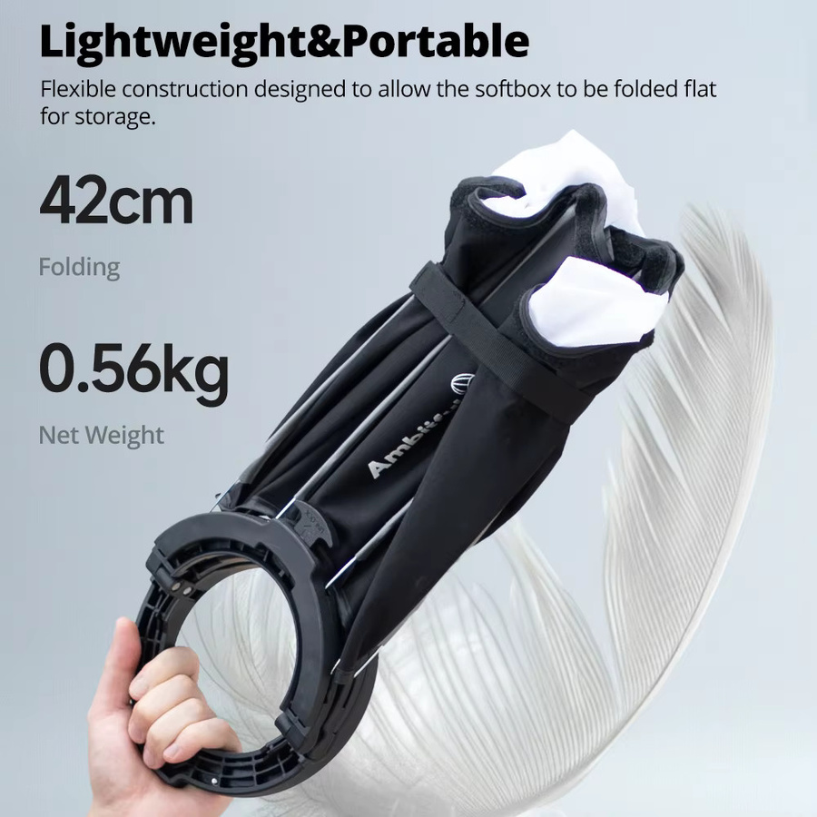 Ambitful FS Series Octagon Softbox mit Bowens Mount für Godox Aputure und Sokani Studio LED-Videoleuchten, Schwarz - Bild 5
