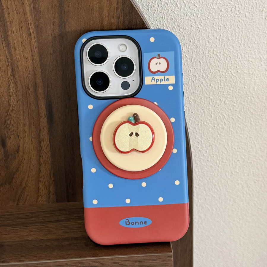 MUQGEW Magnetische iPhone Handyhülle mit Koreanischem Polka Dots Design und 3D-Sliced Apple Motiv, Stoßfeste Hardcover Schutzhülle für iPhone 11 12 13 14 15 16 Pro Max Mini, Mehrfarbig - Bild 3