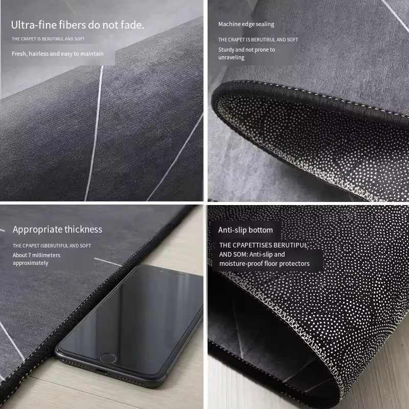 VIKAMA Moderne geometrische Stuhl-Bodenmatte in Grau, rutschfest und verschleißfest für Büro, Home-Office und Schlafzimmer - Bild 2